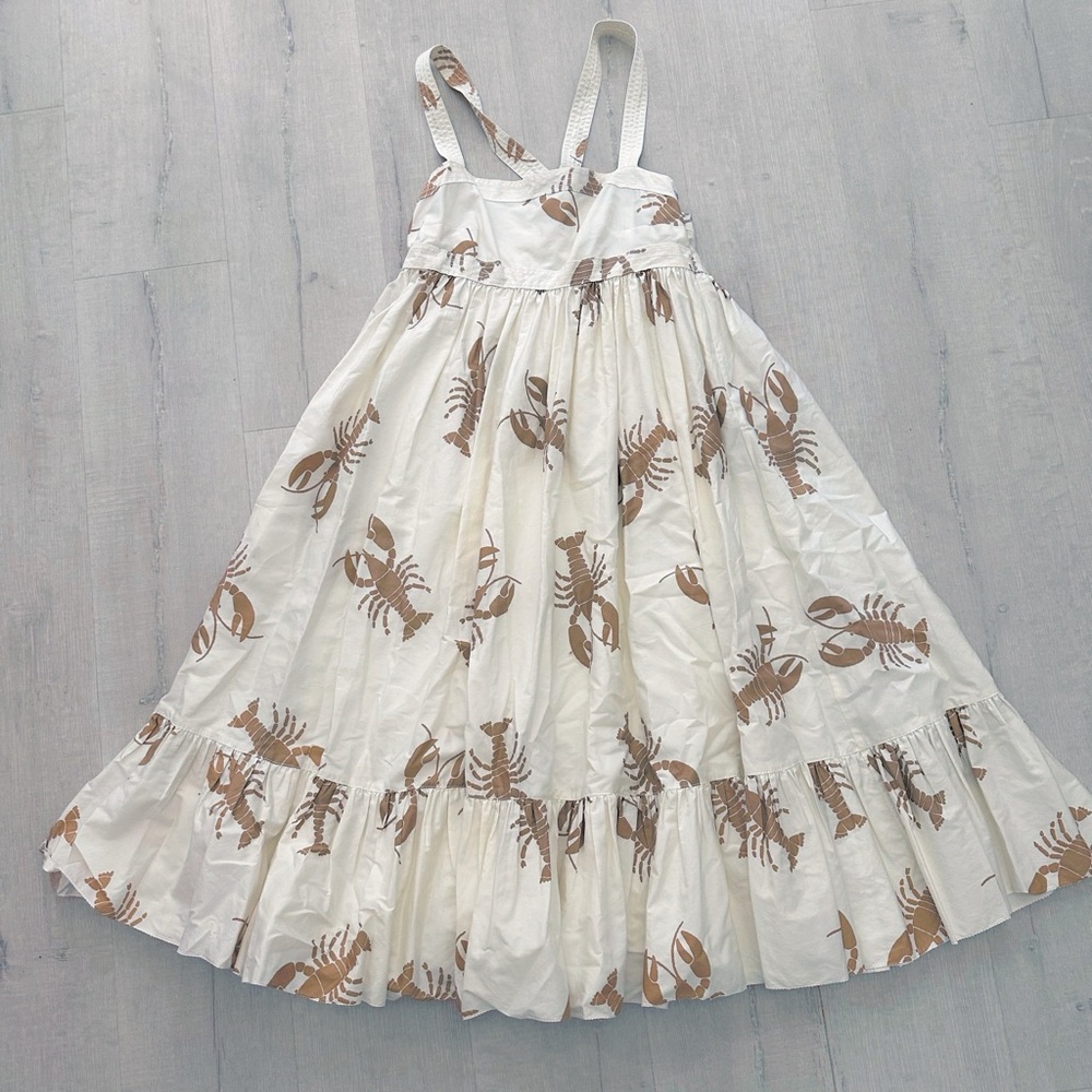 Vintage J. Crew White and Brown Lobster Print Dress